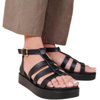 Sandales Gladiateur Femme Dubaï PU Large Plateau Moyen Rose