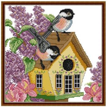Kreuzstich Bausatz Kleines Vogelhaus 18ct 14ct Zählleinwand