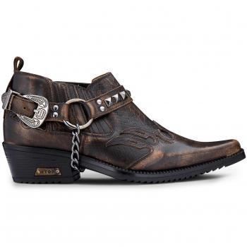 Infinity Leather Men's Brown Croc Studded Western Shoes (Size 8)