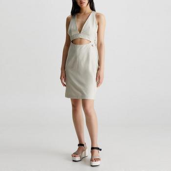 Calvin Klein Jeans Mini Kleid mit Ausschnitt in Sand, Größe S