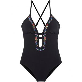 Buffalo Swimwear Damen, Schwarz, Gr. 36, Cup A/B – Herausnehmbare Cups, gekreuzte Rückenträger