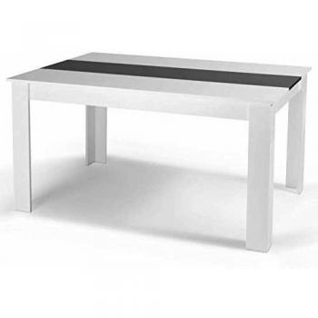 Table à manger Georgia 8 personnes blanche et grise 160 x 90 cm