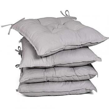 Coussins de chaise gris 40x40x8cm avec attaches