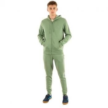 Giacca in felpa XXL verde LACOSTE con cappuccio e chiusura zip