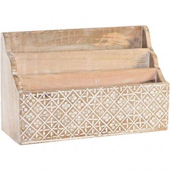 Dkd Home Decor Box di organizzazione bianco legno naturale 33×12×21 cm – 12 fogli