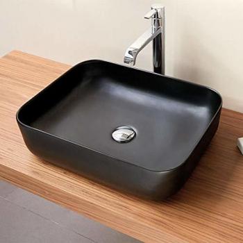 Vasque de salle de bain en céramique Catania Noir Mat 50 x 40