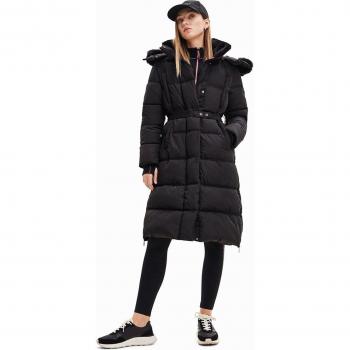 Acolchado de Invierno Surrey Negro con Cinturón Desigual