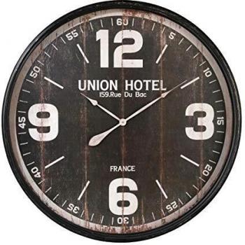 Horloge murale rétro métal noir D90cm