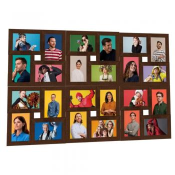 Vidália Moldura para 24 Fotos 10x15 cm MDF Casta‑Escuro