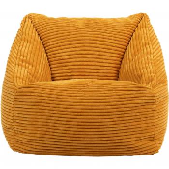 Pouf Fauteuil Enfant en Velours Côtelé Morgan, Poufs de Chambre, Salon, Jaune Ocre, oeko-tex