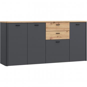Klara 4-Door Cabinet with 2 Drawers in Grey and Oak