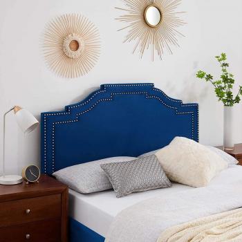 26 Strutted Headboard with Plush Fabric in Blue by Enrico (Single)