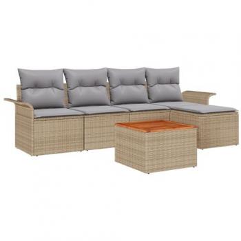 Conjunto de Sofás de Exterior 6 Piezas Beige