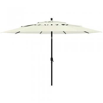 Sombrilla de 3 niveles con poste de aluminio arena 3,5 m Beige