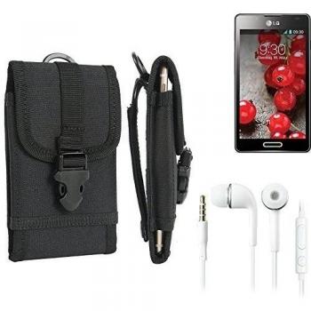 Funda para LG Optimus L7 II, negra con auriculares
