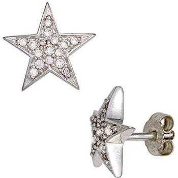 Ohrstecker Sterne 925 Sterling Silber rhodiniert Zirkonia