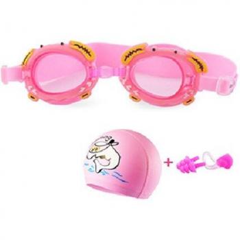 Lunettes de natation anti-buée pour enfants, motif crabe et bonnet