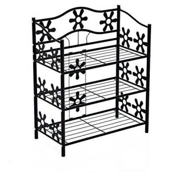 HOMCOM Multi-Use Shoe & Plant Organizer, 3-Tier – Black