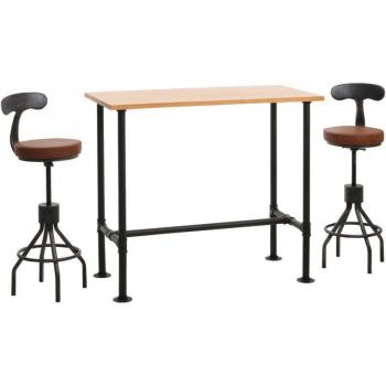 Ensemble de Bar Industriel HHG avec 2 Tabourets Réglables