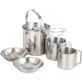 Utensilios de cocina de acero inoxidable, 5 piezas, hervidor, sartén y bol