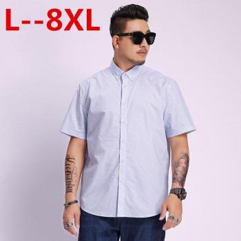 5XL Men's Cotton Short Sleeve Polka Dot Casual Shirt