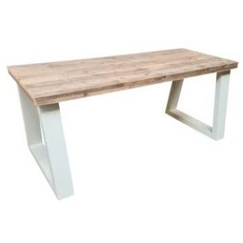 Scrivania Angolare in Legno di Abete Vancouver 170x70 cm Bianco Gambe Antracite