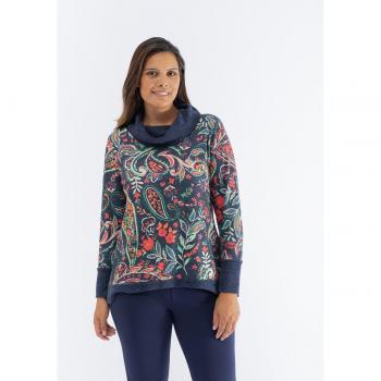 Camiseta October de mujer con diseño cachemire y contrastes lisos