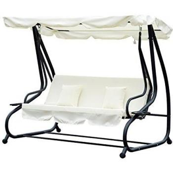 Dondolo da Giardino 3 Posti con Cuscini e Schienale Reclinabile