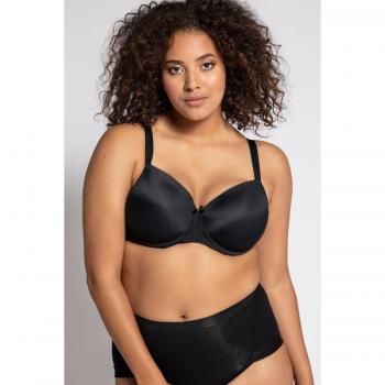 Plus Size Underwire Bra with Picot Trim, Women's Black, Size 38A, Synthetic Fibers/Spandex