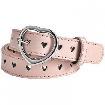 Cute Faux Leather Belt for Kids with Heart Buckle