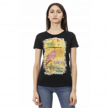 Trussardi Action Baumwoll-T-Shirt in Schwarz mit Rundhals und Druck auf der Vorderseite
