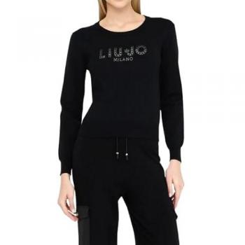 Liu Jo Maglia Donna con Piatta di Pietre e Strass Nero