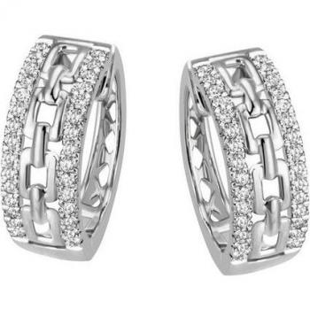 Glitzernde Silberschmuck-Creole (FIRETTI) – 925 Silber, Zirkonia‑Glanz