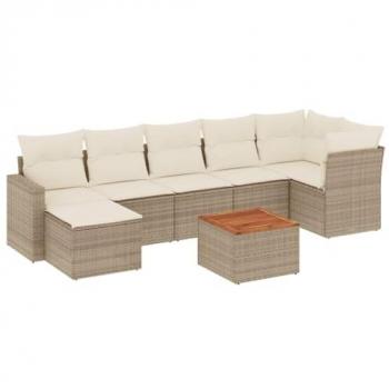 Mobilier de jardin 8 pcs beige avec coussins