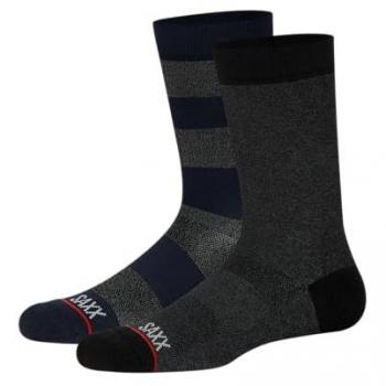 Calzini SAXX Whole Crew 2 Paia Nero Grigio Scuro con Supporto per Arco Plantare e Imbottitura Tallone/Punta