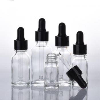 Botella de cristal transparente ámbar con gotero, 5ml-100ml, rellenable, 1 Uds