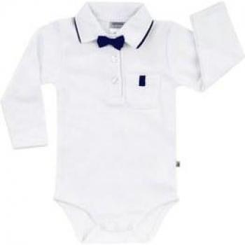 Body enfant à manches longues nœud papillon blanc et marine