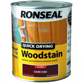 Ronseal Quick Drying Woodstain Dark Oak Gloss 750ml