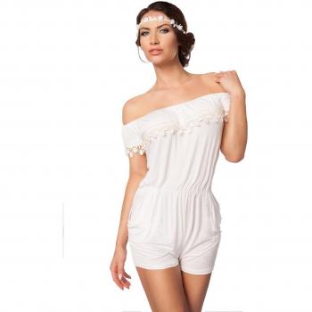 S-Overall mit Carmen-Hosenrock und verführerischem Ausschnitt