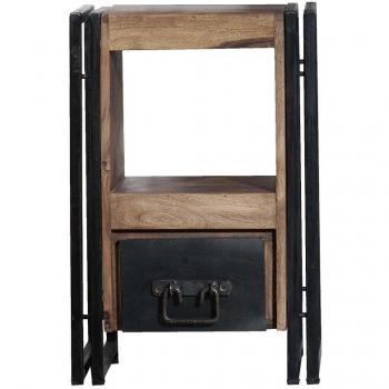 Panama Sit Shesham Kommodenschrank – Naturaltmetall, Gebrauchsspuren, 40 x 30 × 60 cm, 1 Schublade +
