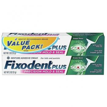 Fixodent Adhesivo para Prótesis, Sujeción Precisa, 2.0 oz, Paquete de 2