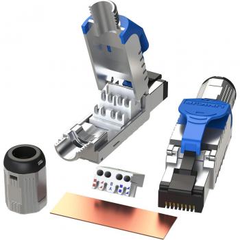 BlueDie‑Cast LinkUp 12‑Pack RJ45 Shielded Cat6A Termination Jack