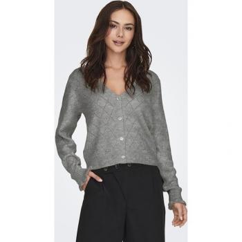 Strickjacke JDY JDYLETTY L/S V-NECK STRUC CARDI KNT NOOS, Damen, Gr. XS (34), grau (light grau melange), Strick, Obermaterial: 64% Polyacryl, 36% Polyester, unifarben, modisch, V-Ausschnitt, Langarm, Strickjacken