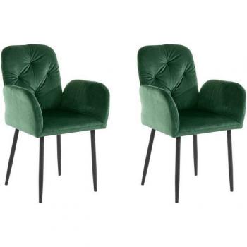 Set di 2 poltrone Mila con rivestimento vellutato verde scuro