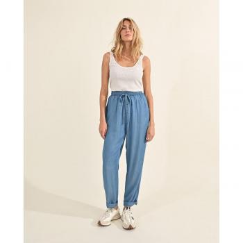 Pantalon taille haute 7/8 effet jean