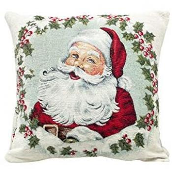 Fodera Cuscino Natalizia Babbo Natale 40x40 in Tessuto Cinigliato Made in Italy