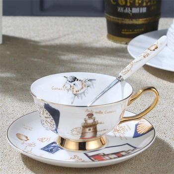 Juego de Tazas de Café Chinas con Motivos de Huesos + Plato y Cuchara, Cerámica Pastoral para Espresso