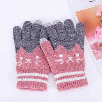 Stretchy Wool Cat Mittens for Women
