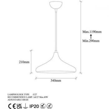 Opviq Lampada a sospensione Eva 1,5 m