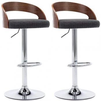 vidaXL Bar Stools 2 pcs Dark Gray Fabric and Bentwood